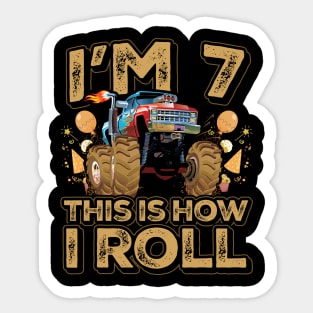 7 Year Old Boy Toddler Monster Truck Party 7th Birthday Sticker